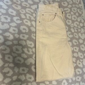 Urban Outfitters Cream Flare Wide Leg Jeans